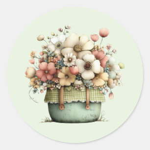 Adesivo Flores em Vasos Aconchegante Shabby Fofo