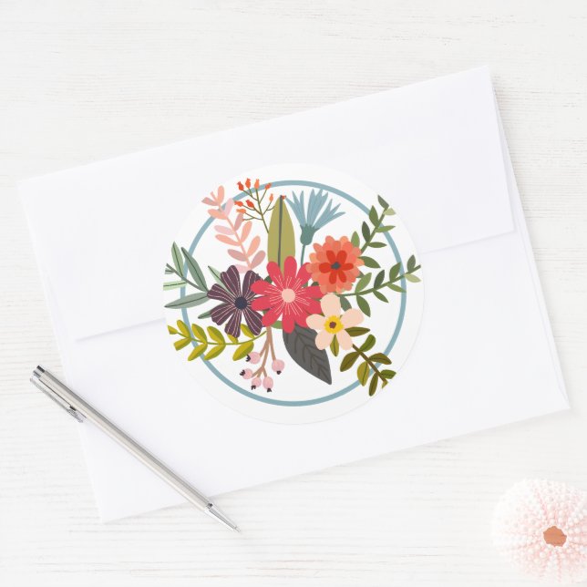 Adesivo Flores Estilizadas Coloridas (Envelope)