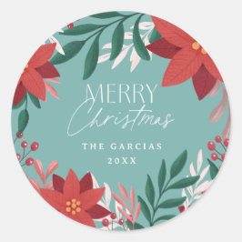 Adesivo Flores Festivas de Poinsettia no Natal