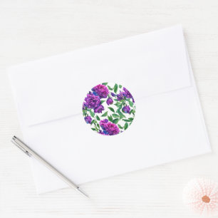 Adesivo Flores florais em magenta roxo água-tinta elegante
