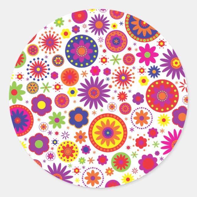 Adesivo Flores Hippy Rainbow (Frente)