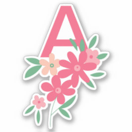 Adesivo Flores Ilustradas de Densidade Teal Rosa Monograma