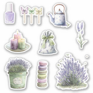 Adesivo Flores Lavanda Balde Verde
