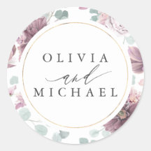 Flores Mauve e Casamento Elegante de Quadro Dourad