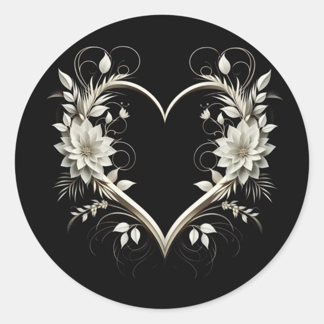 Adesivo Flores Modernas com Coração (Frente)