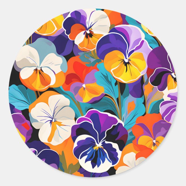 Adesivo Flores Modernas de Pansias Abstrato (Frente)