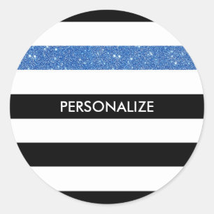 Adesivo Flores Negras Modernas FAUX Blue Glitz e Nome