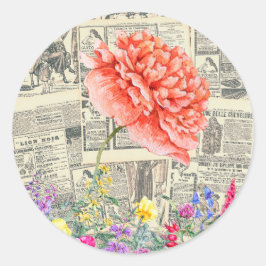 Adesivo Flores Orrange, Aquarela, Jornais Antigos