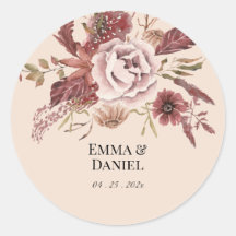 Flores Outonais Rústicas Aguarela Bege Claro