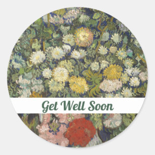 Adesivo Flores para Melhoras em Breve Pintura Vintage Van