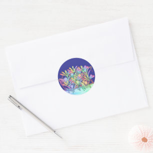 Adesivo Flores Pastel Selo de Envelope Azul Escuro
