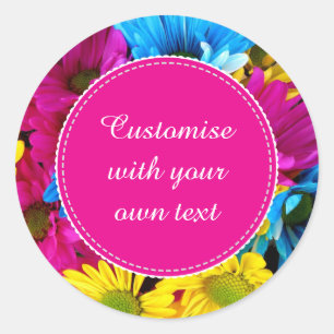Adesivo Flores Personalizadas em Cores Fluorescentes Texto