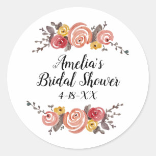 Adesivo Flores Personalizadas para Chá de Noiva