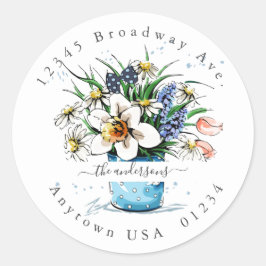 Adesivo Flores Pintadas; Selo do Envelope de Endereço de D