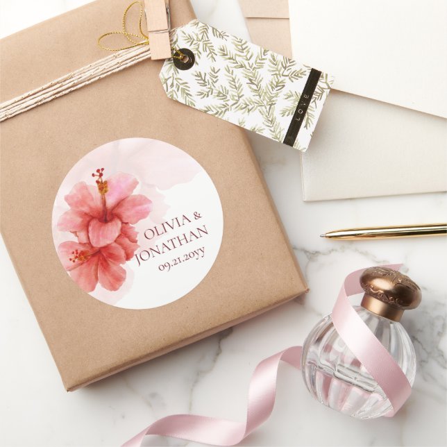 Adesivo Flores Românticas De Aquarelas Favor De Casamento (Presentear)