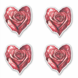 Adesivo Flores Românticas do Coração da Rosa vermelha