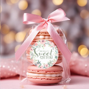 Adesivo Flores Rosa Bege Folhas Verde Sage Sweet 16