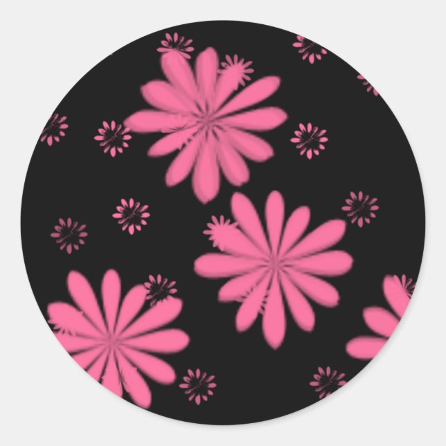 Adesivo Flores Rosa Com Fundo Preto (Frente)