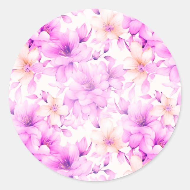 Adesivo Flores Rosa De Aquarela Delicada (Frente)