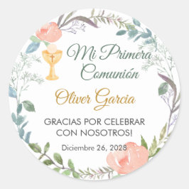 Adesivo Flores rosa e chalice - Primeira Comunhão