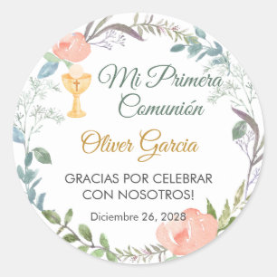 Adesivo Flores rosa e chalice - Primeira Comunhão