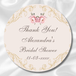 Adesivo Flores Rosa Peony Vintage Chá de panela Obrigado