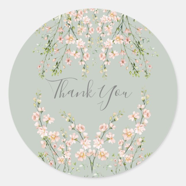 Adesivo Flores-Rosa Selvagens Sábios Verde Obrigado (Frente)