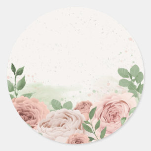 Adesivo flores rosadas românticas e cor-de-rosa e folhas c