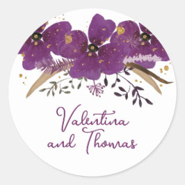 Adesivo Flores Roxas e Lobras Douradas