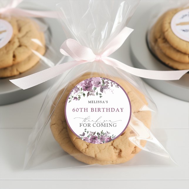 Adesivo Flores Roxas Elegantes 60º Aniversário (Criador carregado)