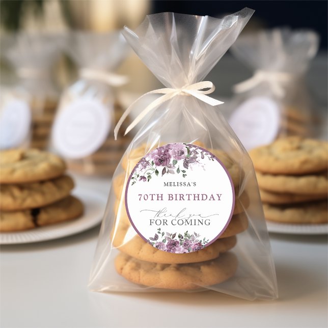 Adesivo Flores Roxas Elegantes Qualquer Aniversário De Ida (Criador carregado)