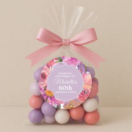 Adesivo Flores roxas roxas rosa 60ª Festa de aniversário