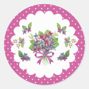 Adesivo Flores Roxas Vintage Selo de Envelope Whimsical