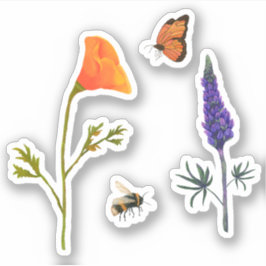 Adesivo Flores Selvagens Abelhas de Butterfly