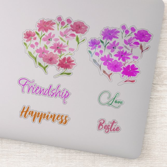 Adesivo Flores Selvagens de Aquarela de Coleção de Amizade (Detalhe)