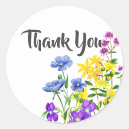 Adesivo Flores Selvagens Modernas De Aquarelas Obrigado