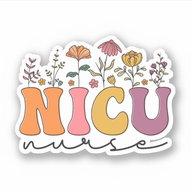 Adesivo Flores Selvagens NICU Enfermeira Neonatal ICU Enfe (Frente)