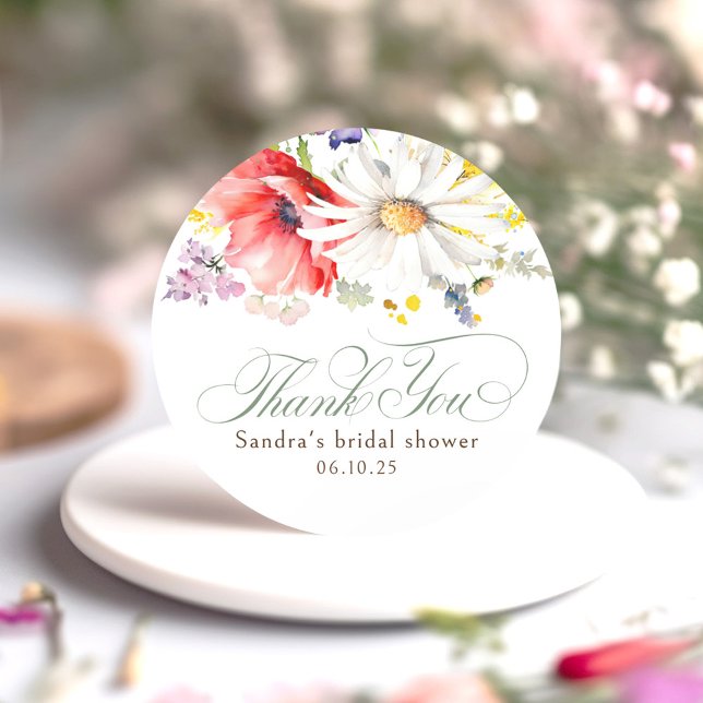 Adesivo Flores Selvagens Obrigado (Wildflowers Thank You Stickers)