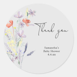 Adesivo Flores selvagens obrigado você chá de fraldas