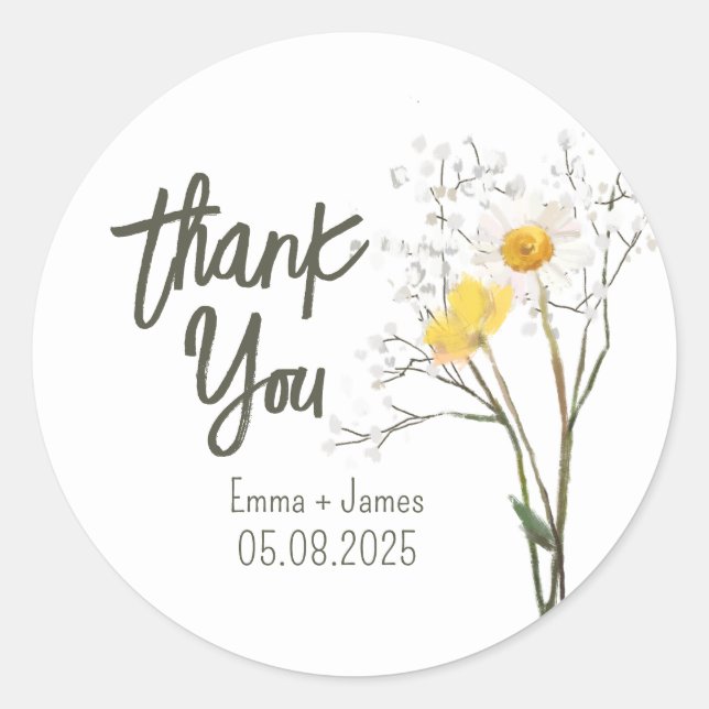 Adesivo Flores Selvagens Pintadas Obrigado Sticker (Frente)