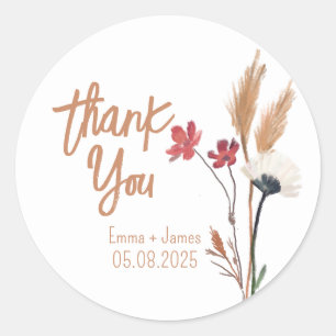 Adesivo Flores Selvagens Pintadas Obrigado Sticker