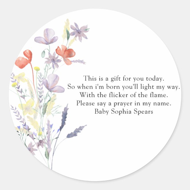 Adesivo Flores selvagens - Rótulo da vela de oração (Frente)