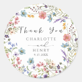 Adesivo Flores Selvagens Simples Casamento Floral Obrigado