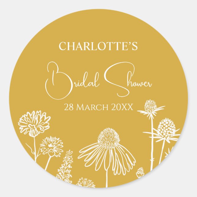 Adesivo Flores Silvestres Amarelas Floral Desenhado  (Frente)