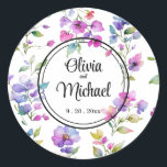 Adesivo Flores silvestres cor-de-rosa-rosa-Elegante<br><div class="desc">Flores silvestres cor-de-água púrpura Elegante - Perfeito para eventos de primavera, verão ou quedas. Belo trabalho de arte de aquarela cor rosa para o campo, o boho, o jardim e ocasiões de tema floral. Para começar a alterar nomes e detalhes do evento, clique em "Personalizar este modelo" e edite o...</div>