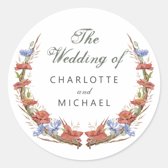 Adesivo Flores silvestres de Aquarela Envelope Selo de Cas (Frente)