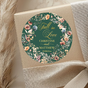 Adesivo Flores Silvestres Dourado 'Apaixone-se' Casamento 