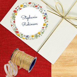 Adesivo Flores Silvestres Elegantes Nome Personalizado Flo