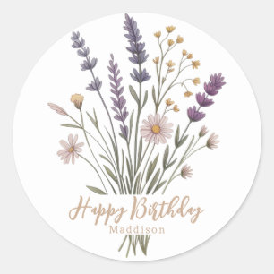 Adesivo Flores Silvestres Pastel Floral Feliz Aniversário