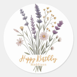 Adesivo Flores Silvestres Pastel Floral Feliz Aniversário